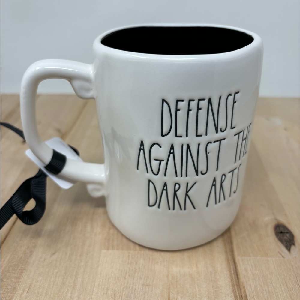 Rae Dunn DEFENSE AGAINST THE DARK ARTS Mug White Double Sided Harry Potter New